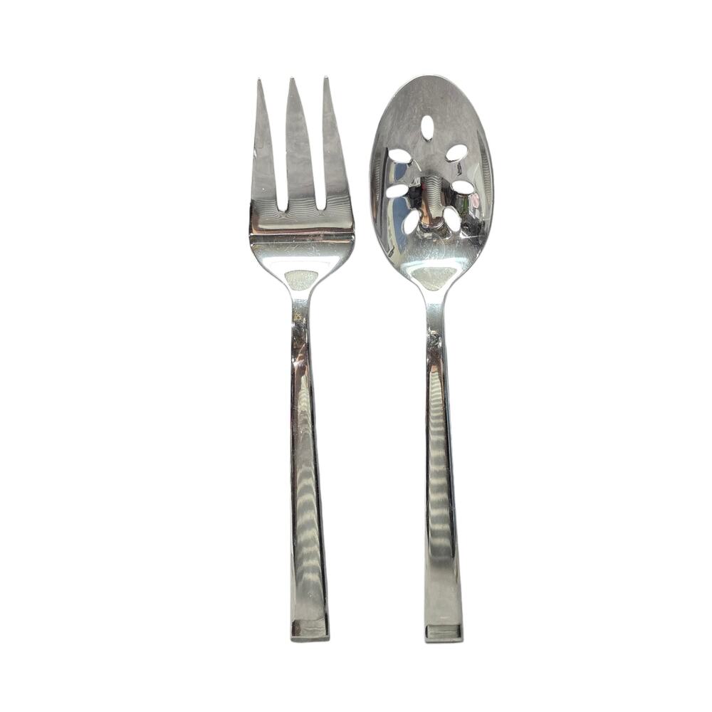 Dansk 18/10 Meridian Stainless Pierced Serving Spoon & Fork Salad Set Cutlery